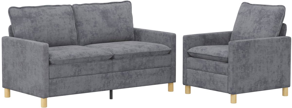 vidaXL - Bankstel - 2 - st - Lichtgrijs - Polyester