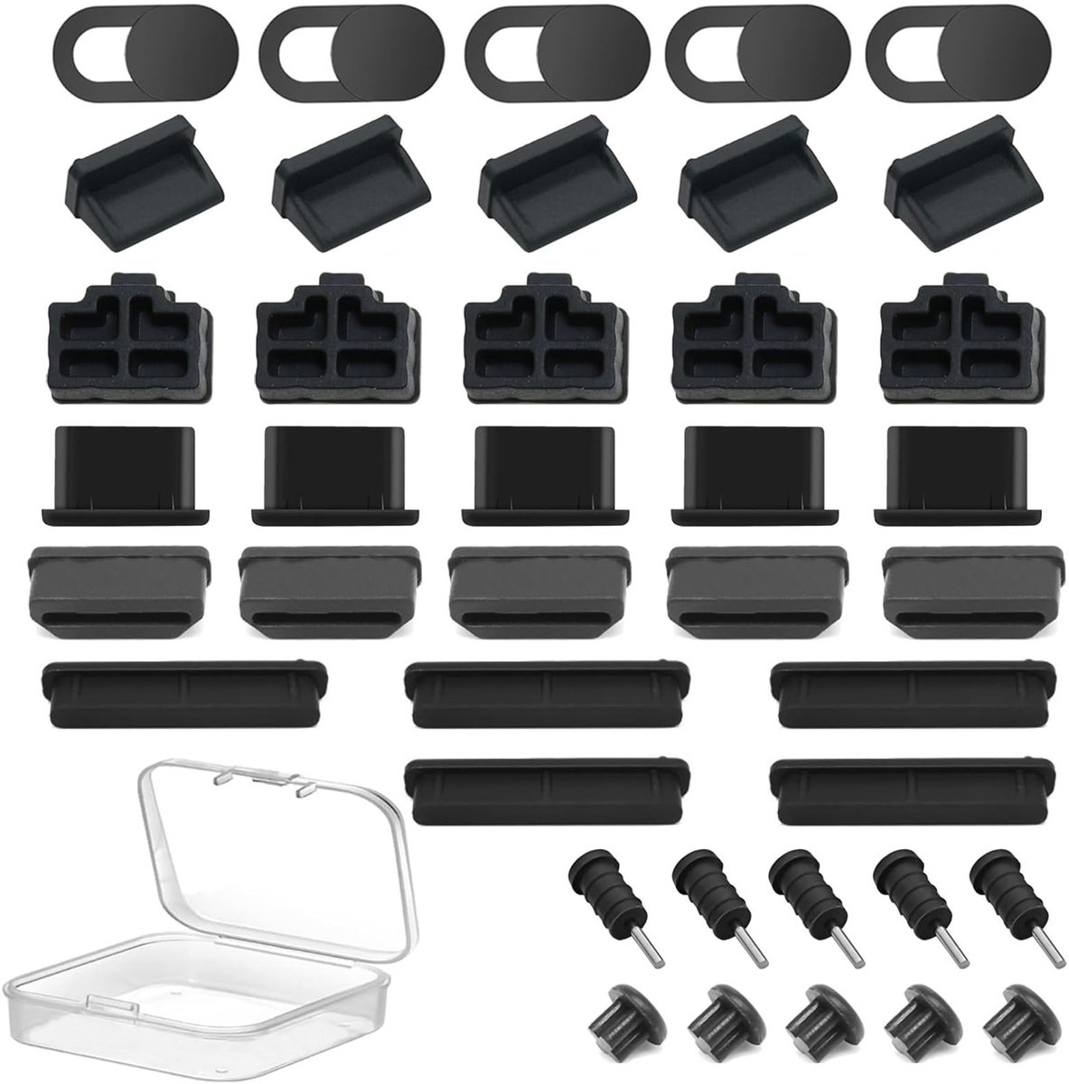 Allecto - USB-poortafdekkingen - siliconen stofbescherming - 40 stuks - veelzijdig - bescherming tegen stof - ideaal voor laptops en camera's