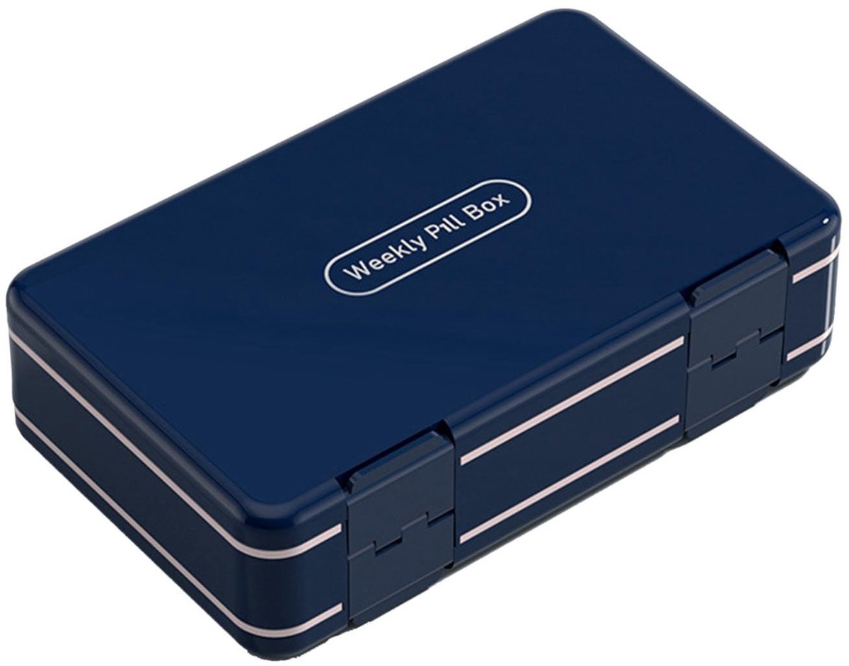 Allecto - Weekdoos voor Medicijnen - Grote Pillendoos - Blauw - 12 Compartimenten - Medicijn Organizer - Handig voor Thuis - Geschikt voor Medicijn...