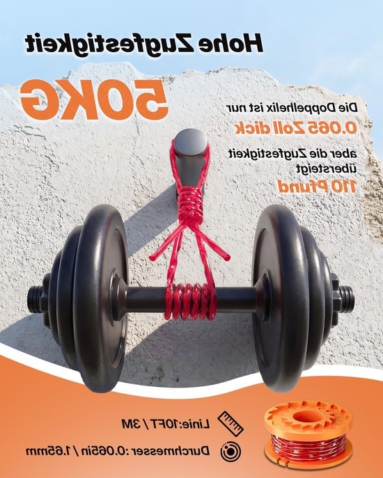Lawn edger spoelen voor grasmaaiers, trimmerdraad spoelen, 8 reserve spoelen met 2 doppen, Ø 1.65 mm, 3 m lengte, ideaal voor precisiewerk in de tuin van Merkloos — afbeelding 3