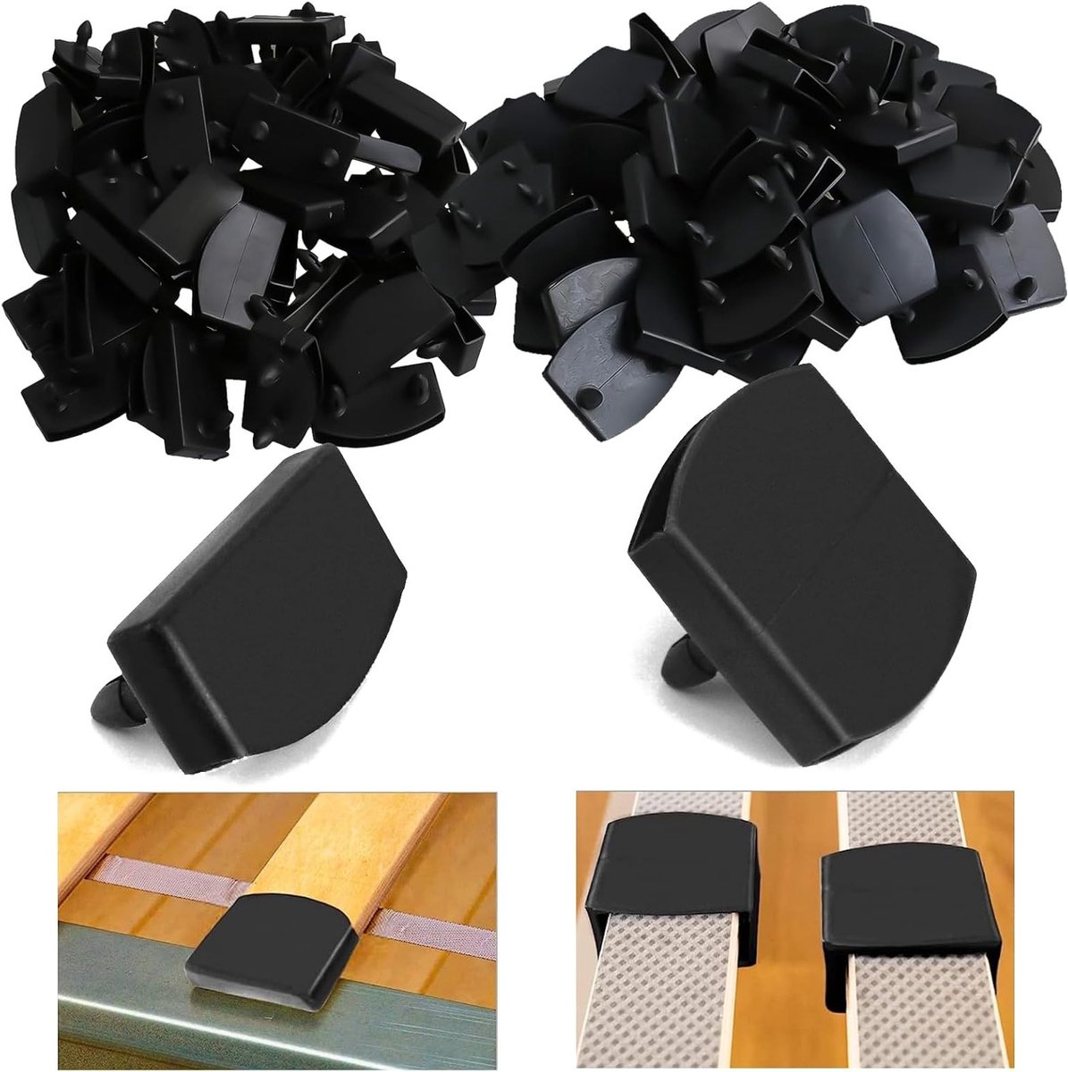 60 Stuks Herbruikbare Plastic Lamelhouders, 40 Voor Zij- en 20 Voor Midden, Binnenafmetingen 55 x 9 mm (Zwart)