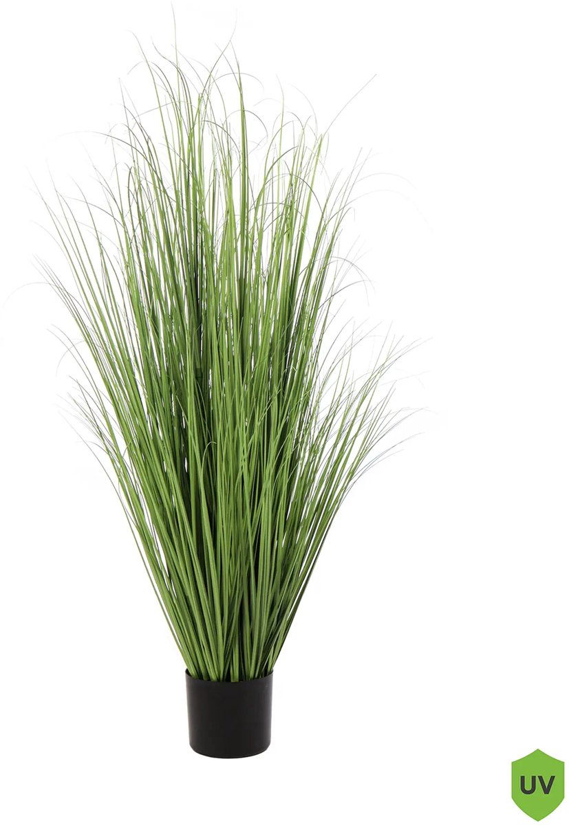 Kunstpalm Kunstplant Gras 120 cm | UV – Nep Siergras in Pot – Kunst grasplant Buiten – Onderhoudsvrije kunstplant Lichtgroen