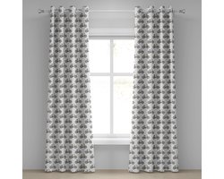 ABAKUHAUS Cartoon oogjesgordijn, geel fietspatroon, decoratieve 2-panelen raamgordijnen voor de slaapkamer, 280cm x 255cm, mosterdzwart