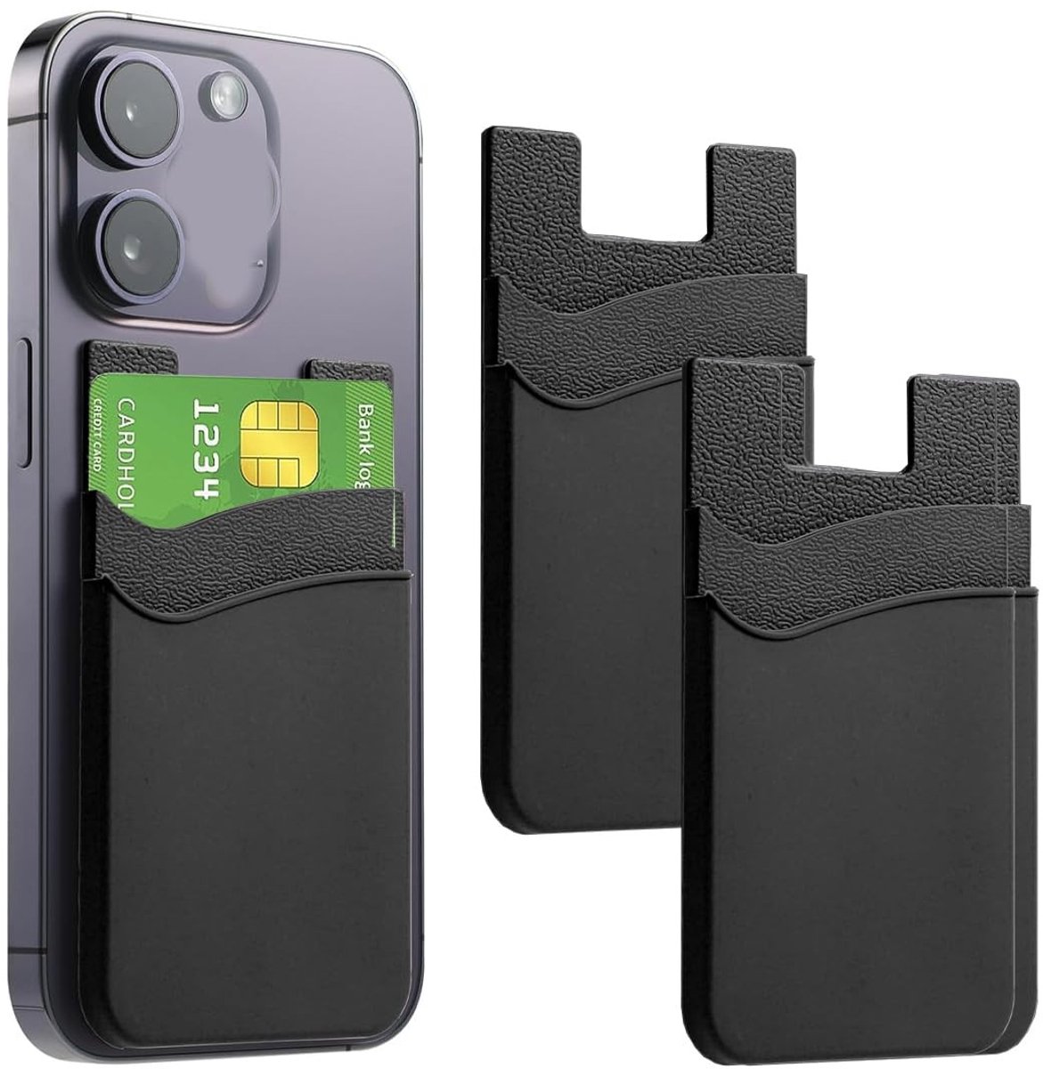 Set van 2 Mobiele Telefoon Kaarthouders - Dubbele Laag Stick-On Wallet