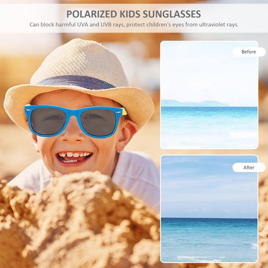 Dailygoody - Gepolariseerde zonnebril - UV-bescherming - 2 stuks - Blauw en zwart - Modieus voor kinderen - Perfect voor jongens en meisjes — afbeelding 2