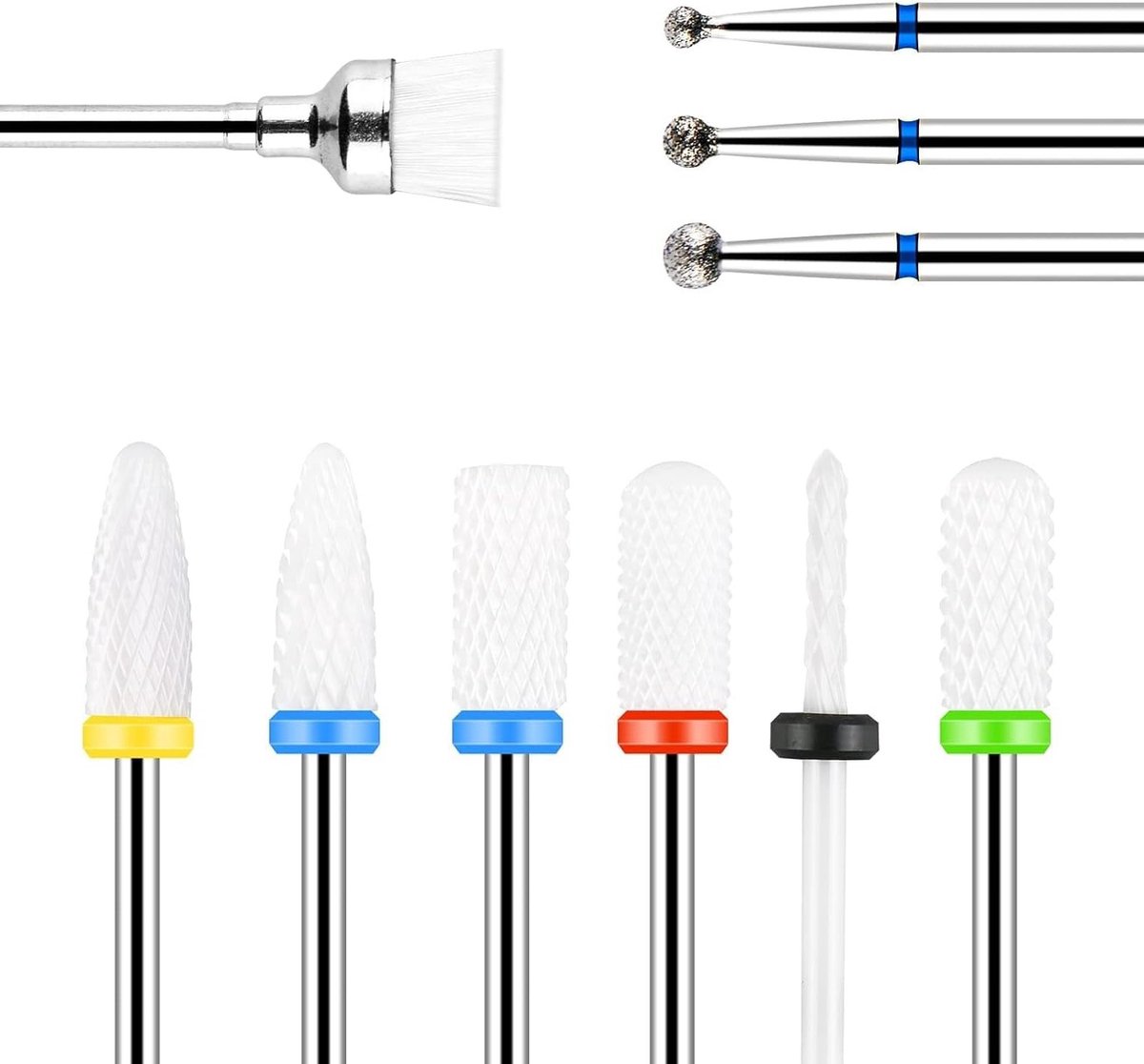 Complete Set van 10 Elektrische Nagelvijl Bits voor Manicure, Ceramische en Carbide Koppen voor Thuisgebruik en Nagelverzorging