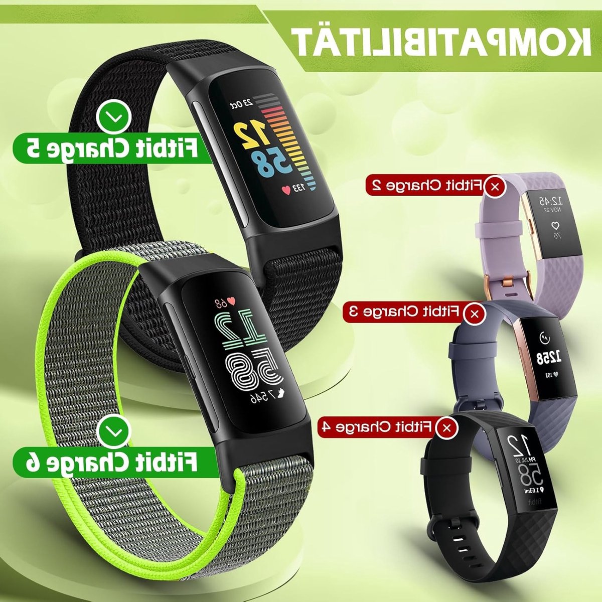 Verstelbare en Ademende Nylon Sportband voor Fitbit Charge 5 - Vervangband voor Fitness Tracker voor Dames en Heren thumbnail 2
