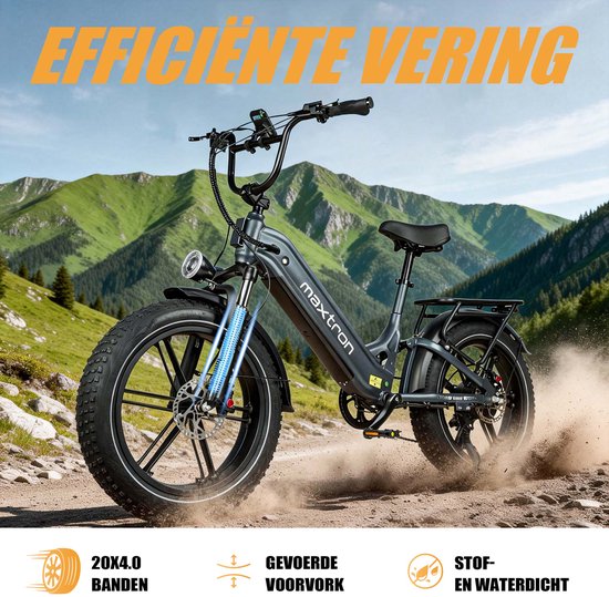 vankel Camel Elektrische Fiets–864Wh Accu–20×4.0 Inch Fatbike Banden –Geüpgrade Hydraulische Schijfremmen met Motoronderbreking–Actieradius tot 120 km–Verende Voorvork met Lock-out (Dubbele Modus)–Shimano 7 Versnellingen–Elektrische Stadsfiets–Grijs van VANKEL — afbeelding 4