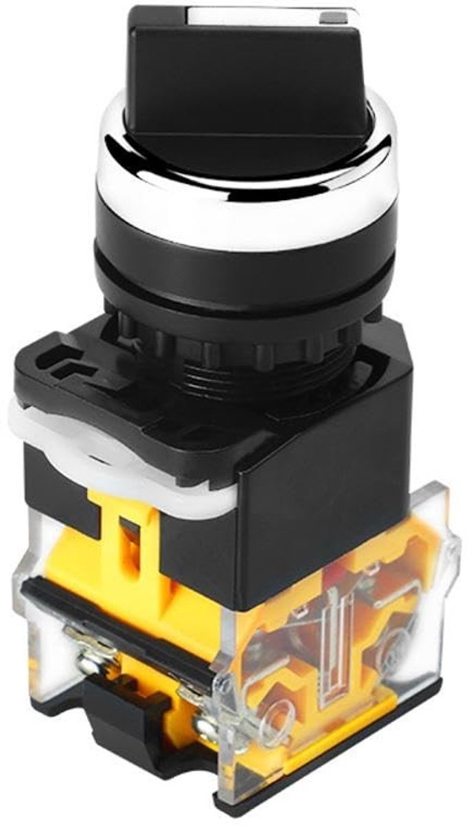 aladdien - Roterende Keuzeschakelaar - 3 Positie - Ronde Schakelaar voor Contactor Relais - Zwart - Resetschakelaar - Geschikt voor Elektronica - 22..