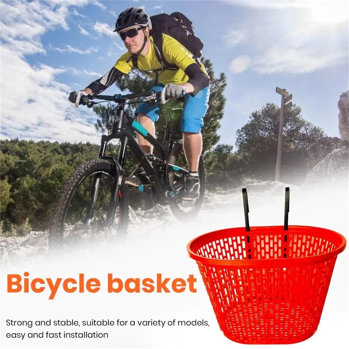 Fietsmand Grote Capaciteit - Opbergmand - Dagelijks Vervoer - Verwijderbaar Ontwerp - 30 cm Lengte - Blauw