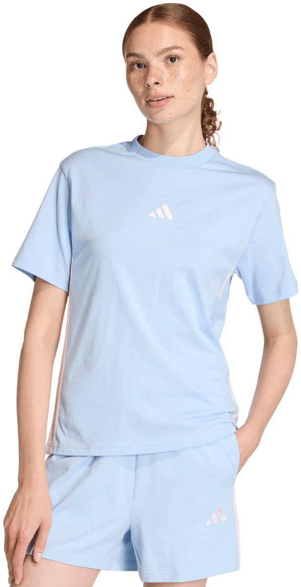 adidas T-shirt Dames Essentials 3 Stripes Cotton Blauw