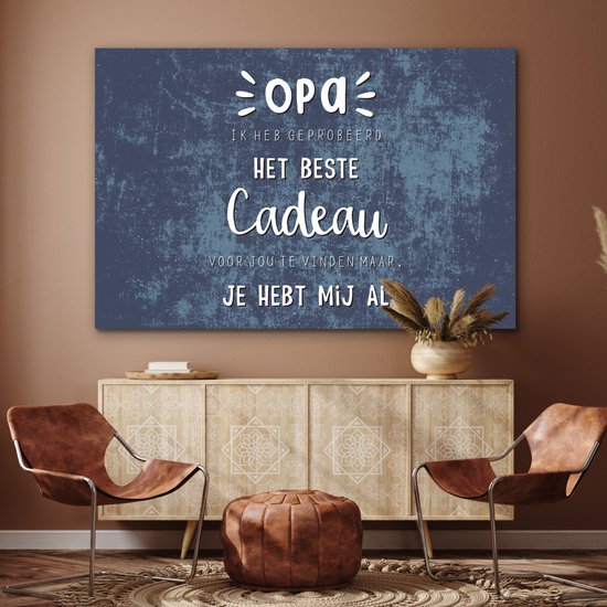 Décoration murale Métal - Peinture Aluminium Industriel - Le meilleur cadeau - Proverbes - Citations - Grand-père - 180x120 cm - Dibond - Photo sur aluminium - Décoration murale industrielle - Pour le salon/chambre