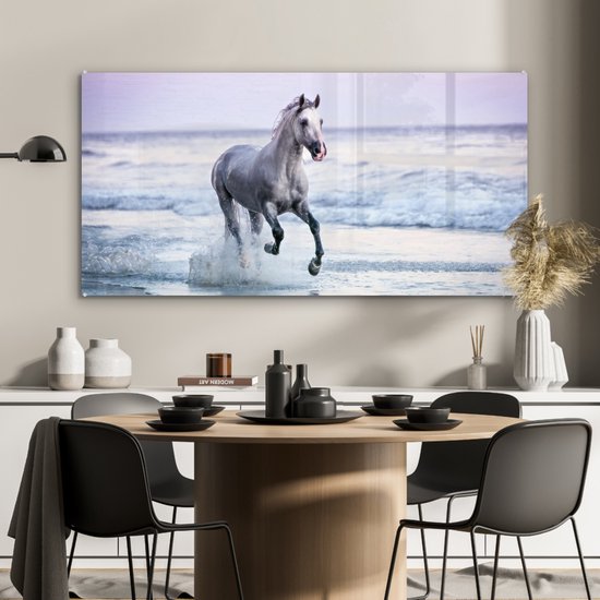 Peinture sur Verre - Cheval - Mer - Pastel - 120x60 cm - Peintures sur Verre Peintures - Photo sur Glas