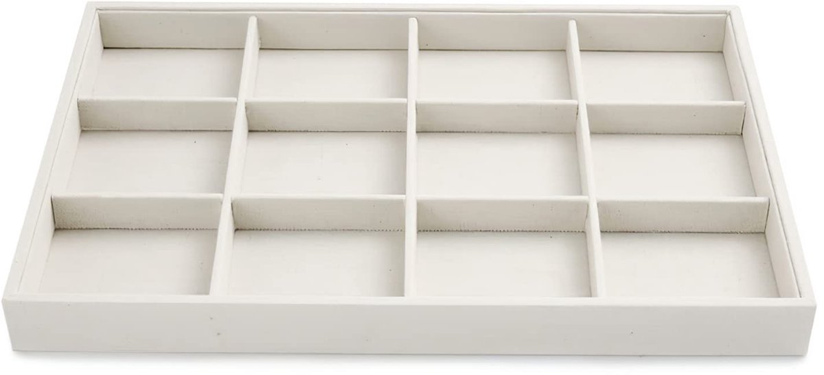ONF3 - Sieradendienblad - Sieradenopslag - Stapelbaar ontwerp - Beige - Organizer voor armbanden - 12 vakken - Geschikt voor jongens, meisjes, m...