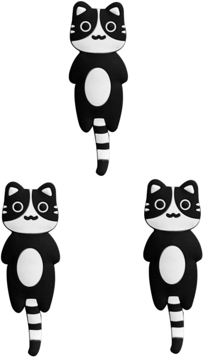 Magnetische Haken - Koelkastdecoratie - Keuken Organisatie - Dierenstijl Ontwerp - 3 Stuks - Zwart