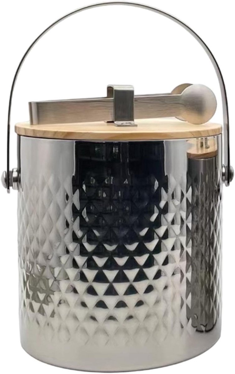 Geïsoleerde ijsemmer - IJs kan - Dranken koelen - Dubbelwandig ontwerp - 1.4 liter - Zilver