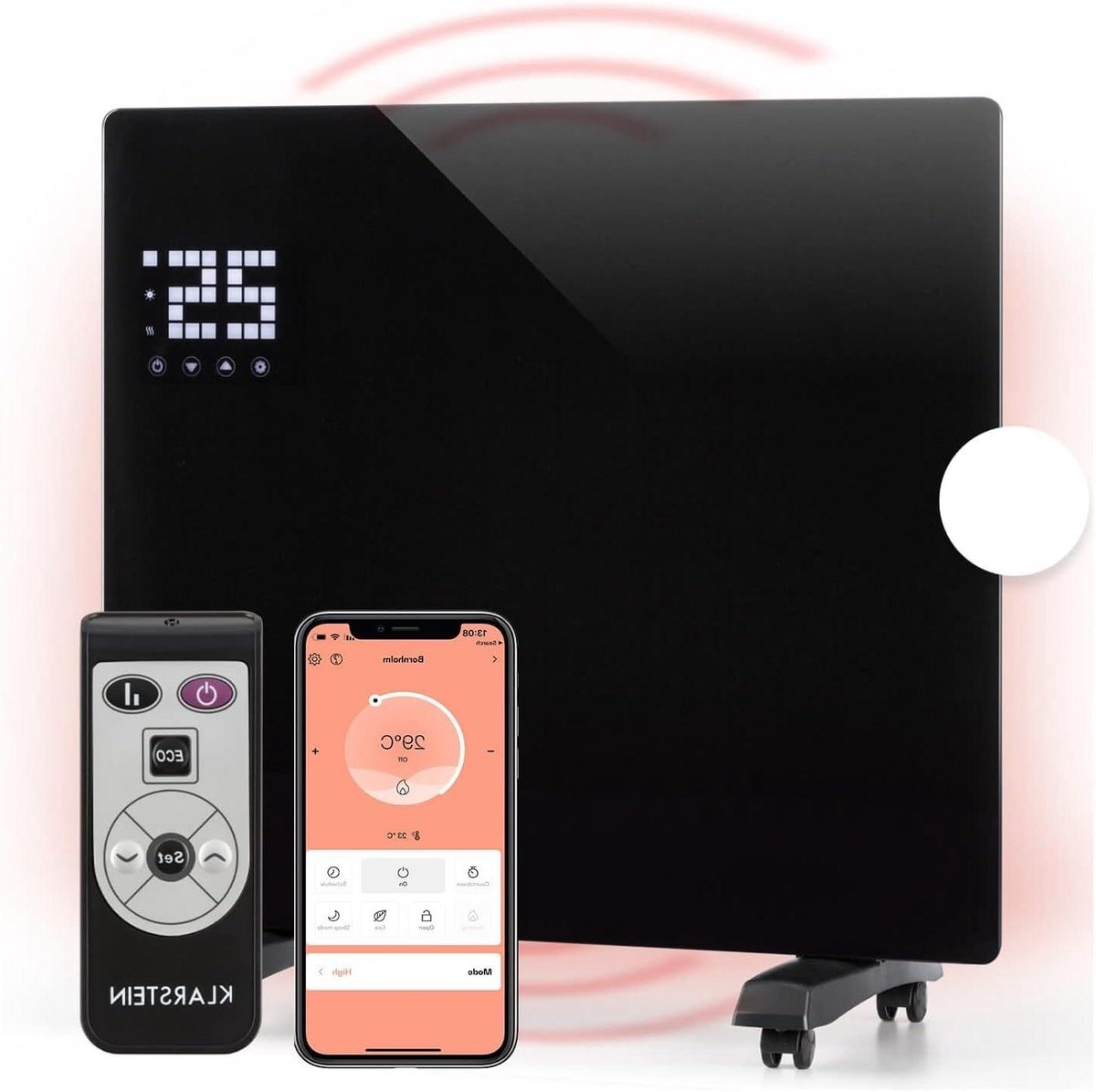 Convectieverwarmer - Elektrische kachel - Ruimte verwarmen - App bediening - Tot 40m² - Zwart