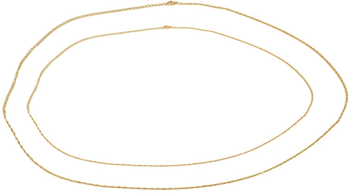 ONF3 - 14K vergulde lichaamskettingen - Boho bikini buikketting - Verstelbaar en gelaagd - Goud - Parelbaarden wasit-ketting - Voor vrouwen - Sexy