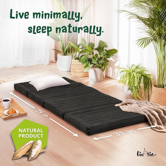 Duurzame Kapok Klap-/Rolmatras 200x80x8 cm - Natuurlijk Ontspanningscomfort voor Binnen & Buiten — afbeelding 4