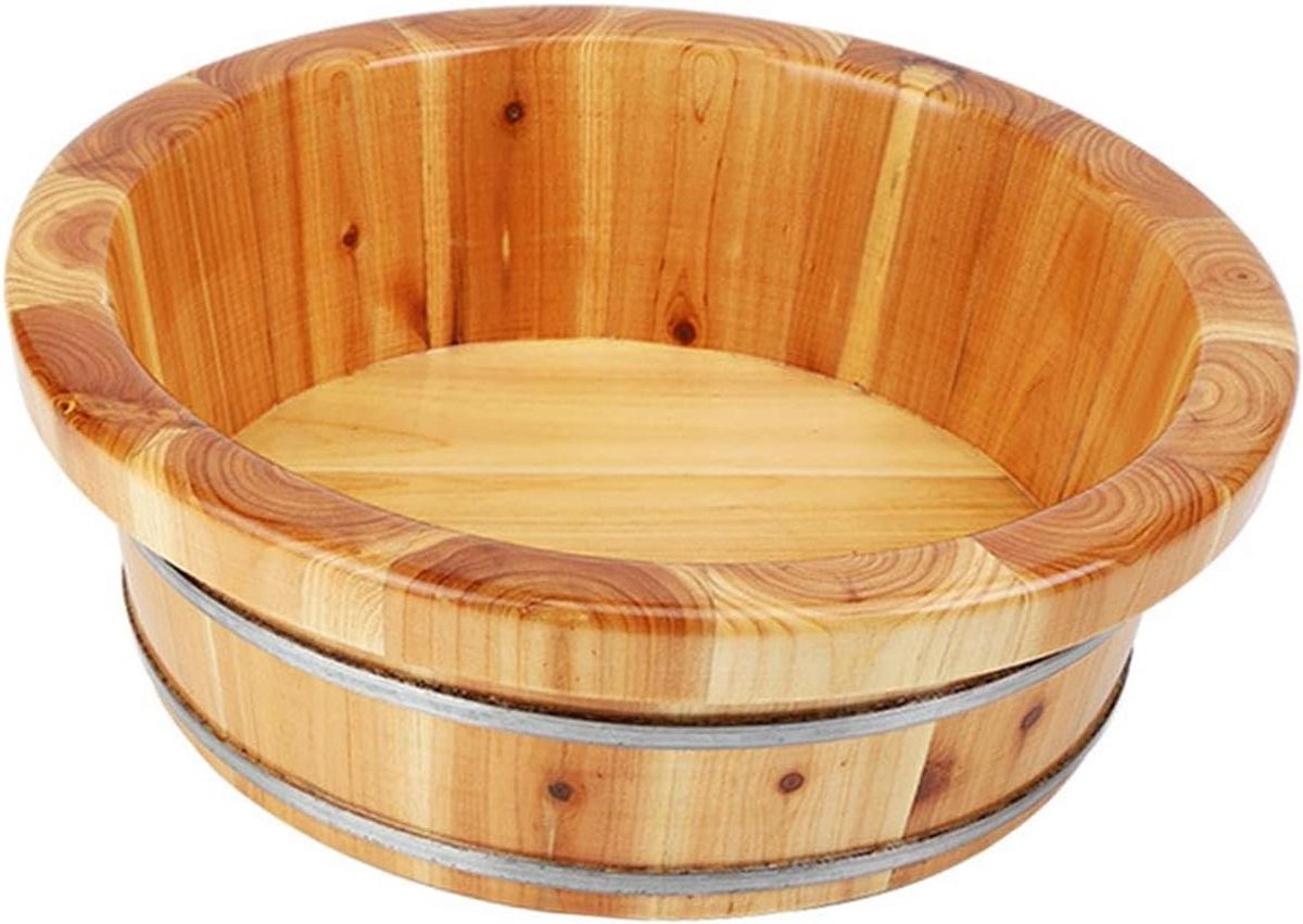 Houten Voetenbad - Houten Emmer Vat - Voeten Ontspannen - Met Handvat - 16 x 40 cm - Houtkleur
