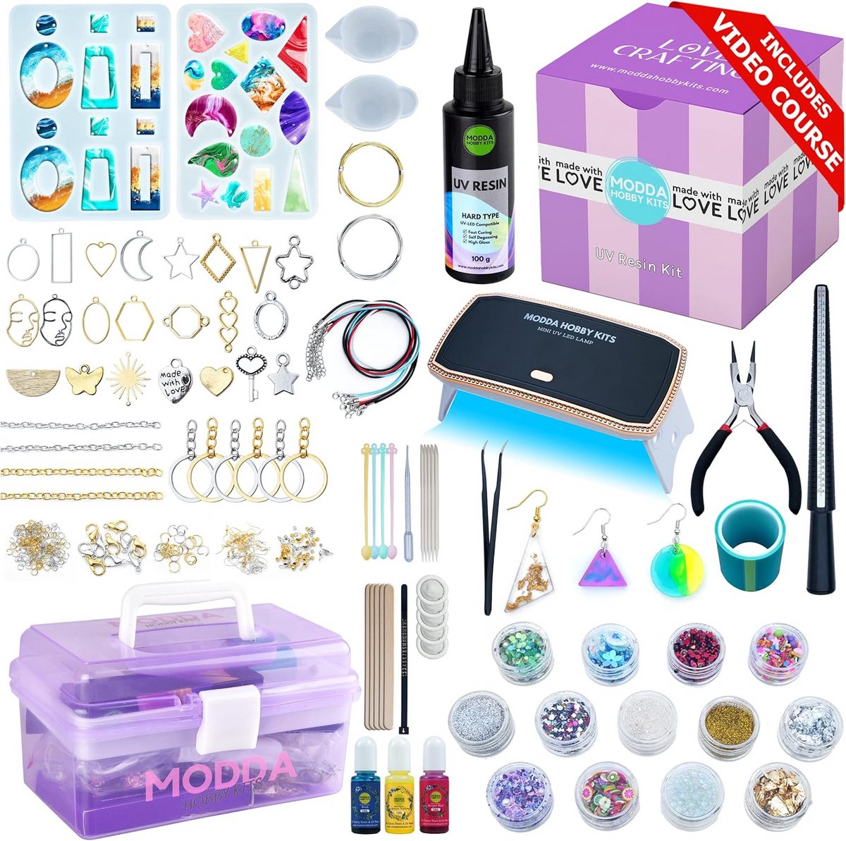 Complete UV Hars Starterkit met Lamp en Mallen voor Sieraden en Knutselen - Inclusief Cursus