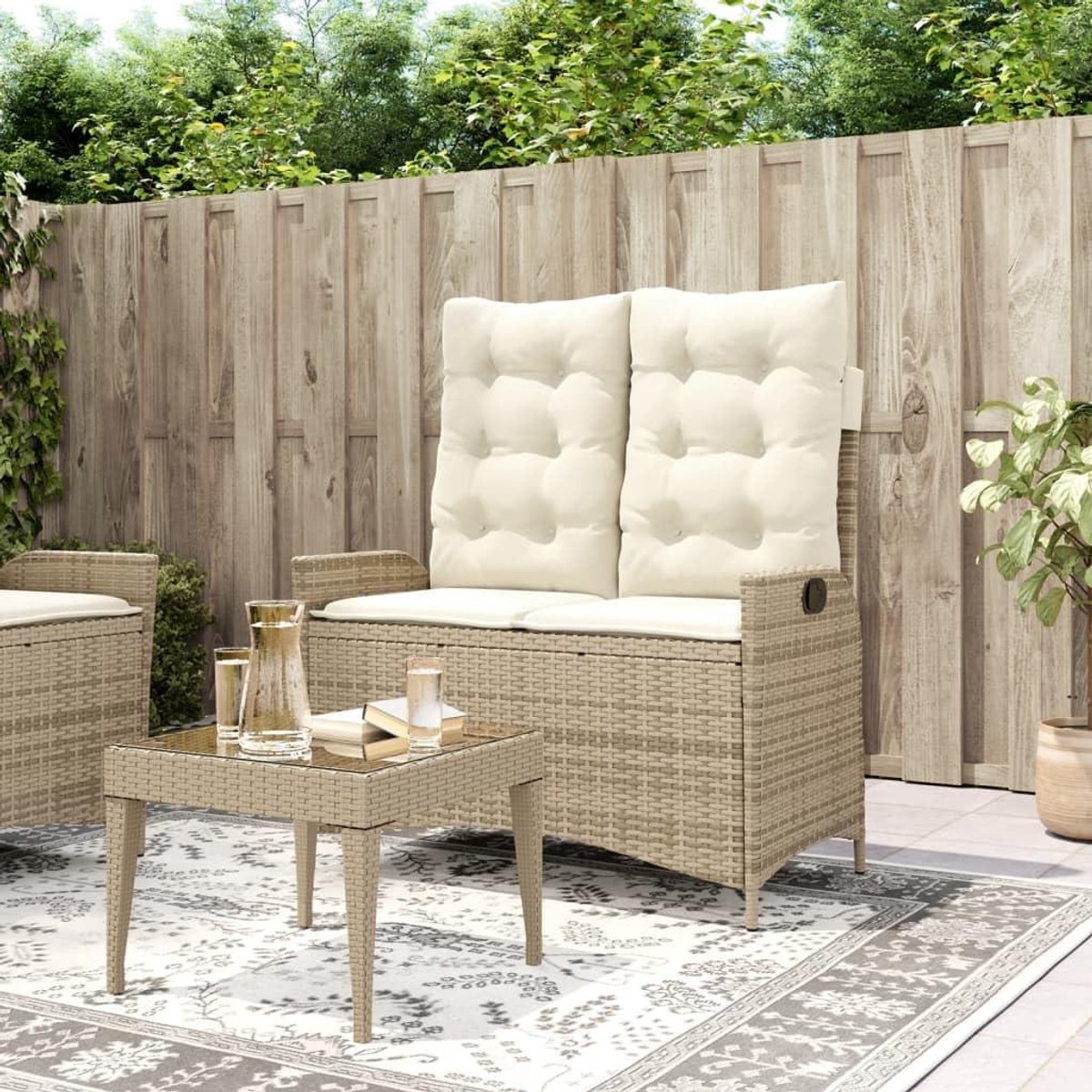 Verstelbare Tuinbank - Relaxbank Buiten - Ontspannen in de tuin - Met 4 comfortabele kussens