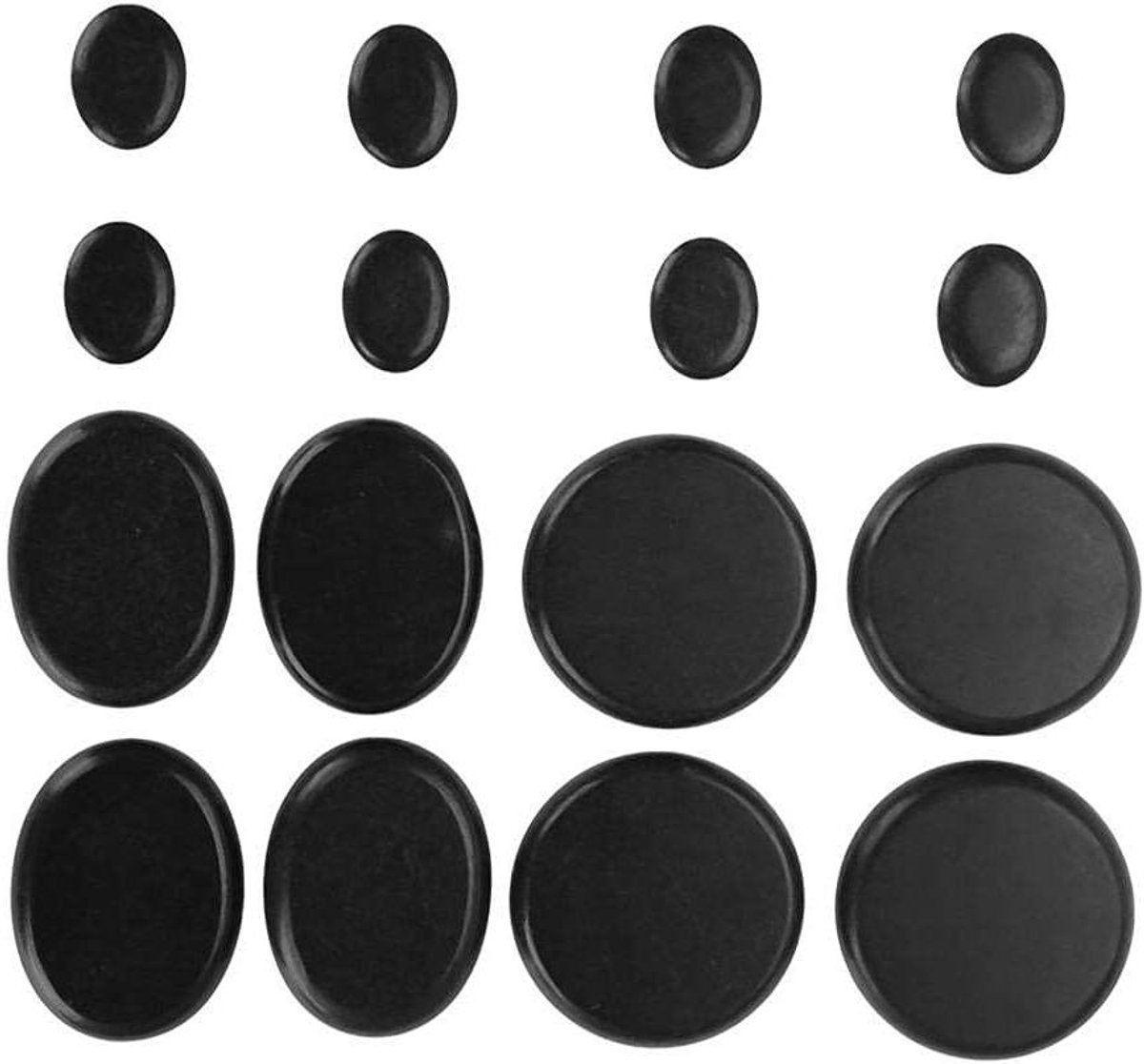 Massagestenen Set - Wellness Stenen - Lichaam Ontspannen - Basalt Hittebehoud - 16 Stuks - Zwart