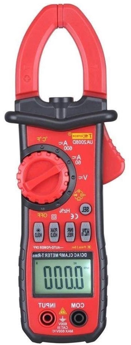 Digitale Klem Meter - Stroom Tester - Elektrisch Testen - AC/DC Stroommeting - 600V 600A - Rood Zwart