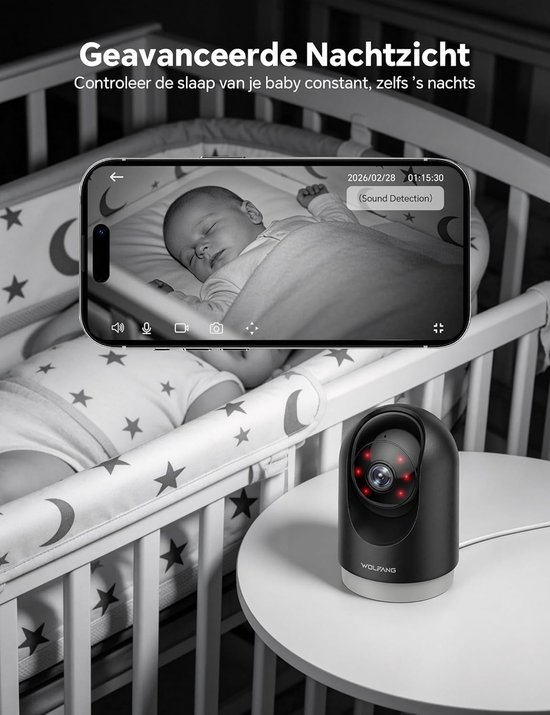 Bewakingscamera Binnen - Wifi Camera - Huis Duidelijk Zien - 360 Graden Rotatie - 3MP Resolutie - Wit — afbeelding 5