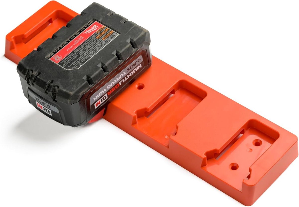 Batterij Uitbreiding - Gereedschap Houder - Werkplaats Organiseren - Universele Compatibiliteit - 4 Batterijen - Rood