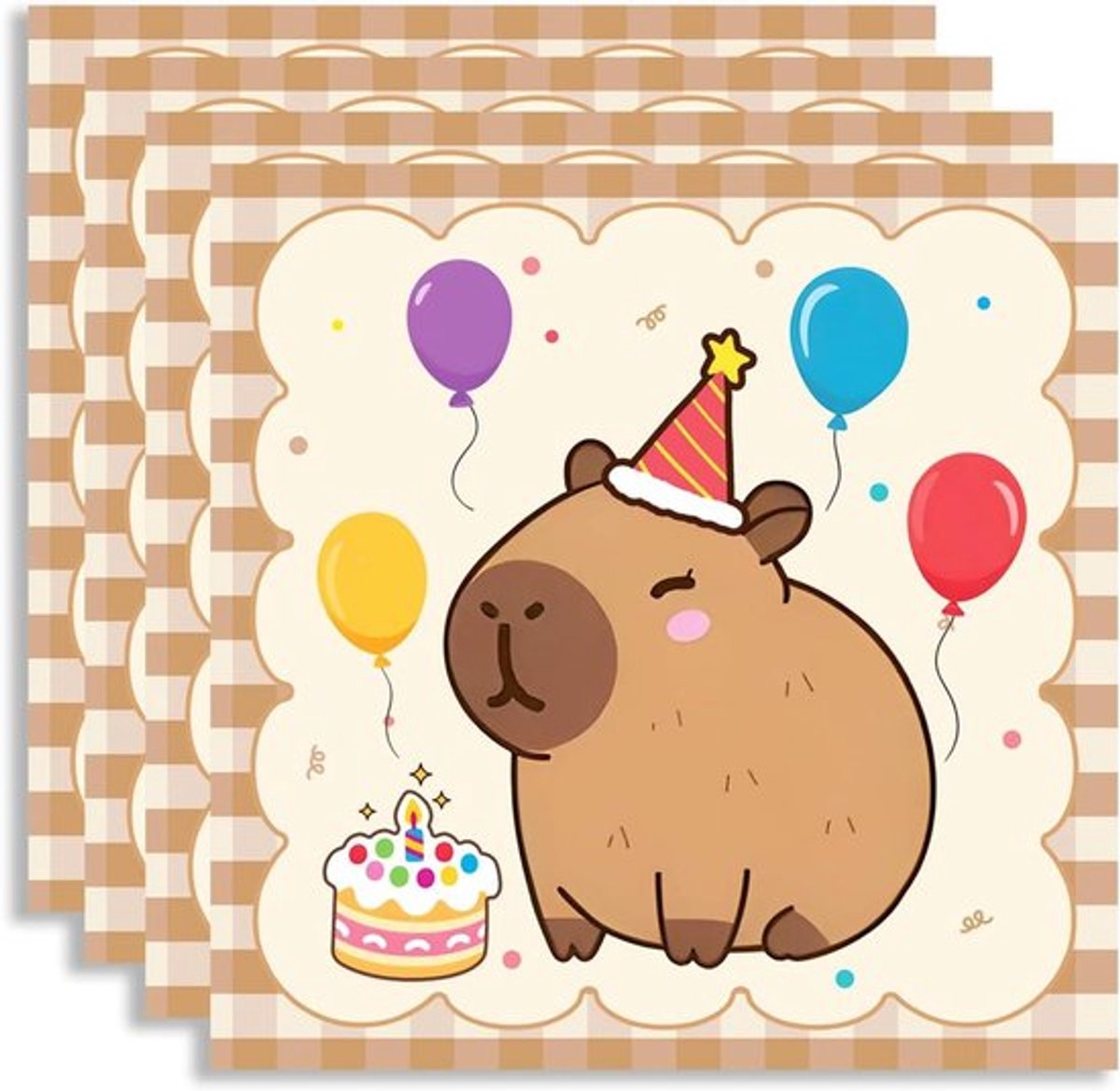 Servetten Capybara verjaardag 20 stuks 33x33 cm voor kinderen feestdecoratie