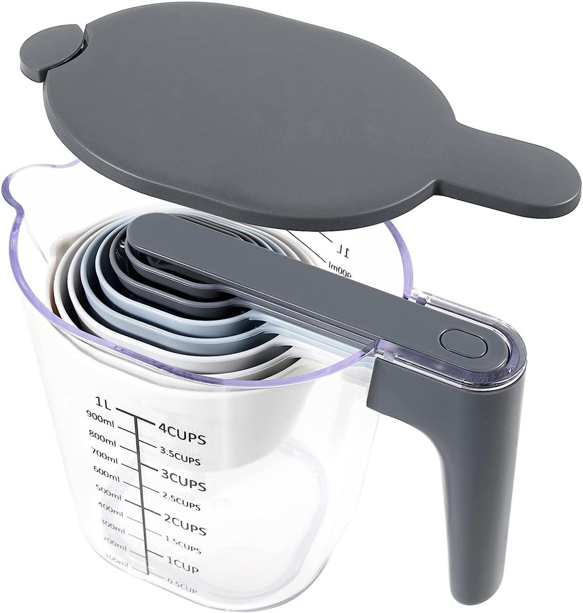 aladdien - Maatbekerset - Maatbekers en Lepels - BPA-vrij en Vaatwasmachinebestendig - 10 Stuks - Keukengerei - Geschikt voor Koken en Bakken