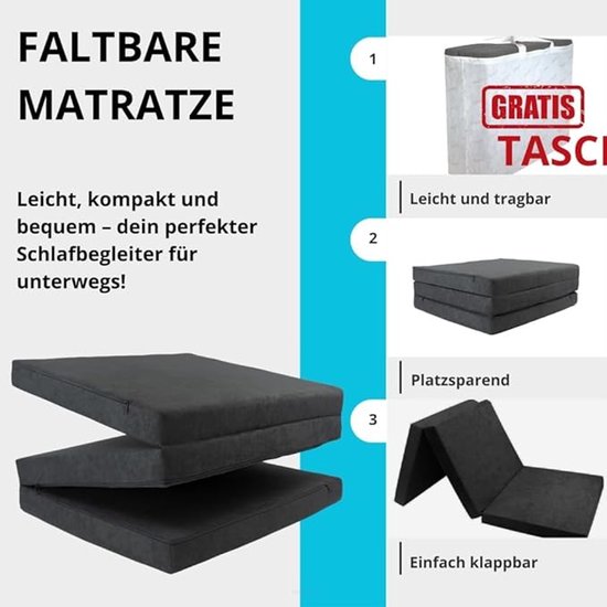 Opklapbaar Logeerbed - Comfortabele Futonpoef 195 x 80 x 9 cm - Bruin — afbeelding 2