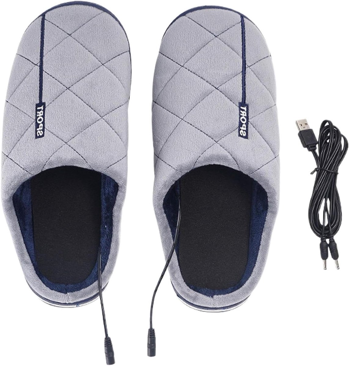 Verwarmde Pantoffels - Elektrische Voetwarmer - Bureau Comfort - Snelle USB Verwarming - Maat 47-48 - Grijs