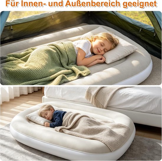 Kinderluchtbed - Opblaasbaar matras - Reisbed - Inclusief handpomp - 102x83 cm - Blauw — afbeelding 5