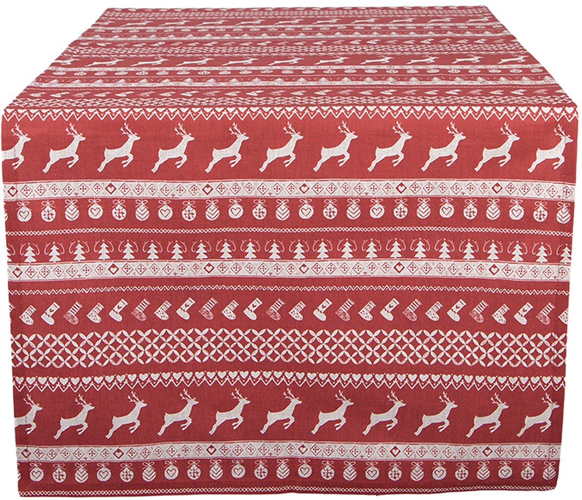 Clayre & Eef Tafelloper 50x140 cm Rood Katoen