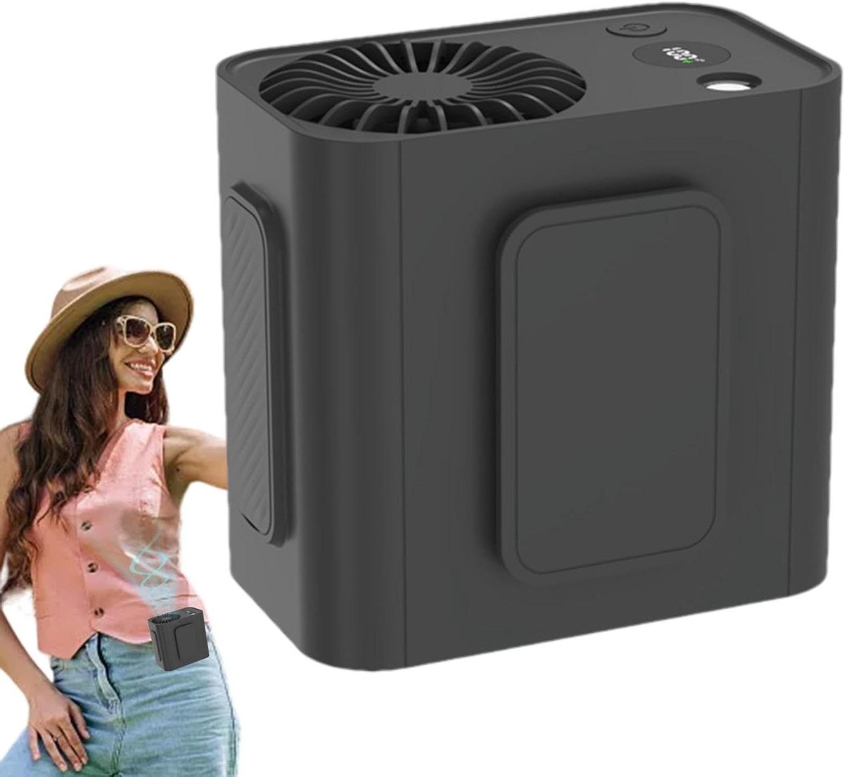 Draagbare Ventilator - Heup Ventilator - Buiten Koelen - Geïntegreerde Zaklamp - 10 cm - Zwart