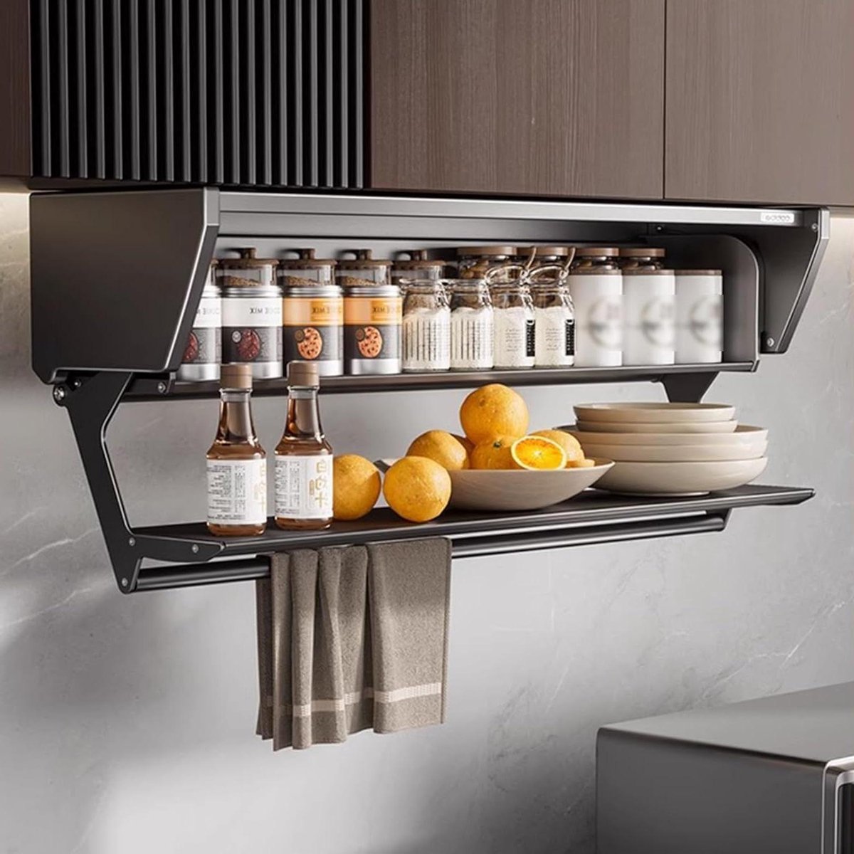 Keuken Organizer - Opbergkast Uittrekbaar - Netjes Opbergen - Dubbele Laag - 70 cm - Zwart