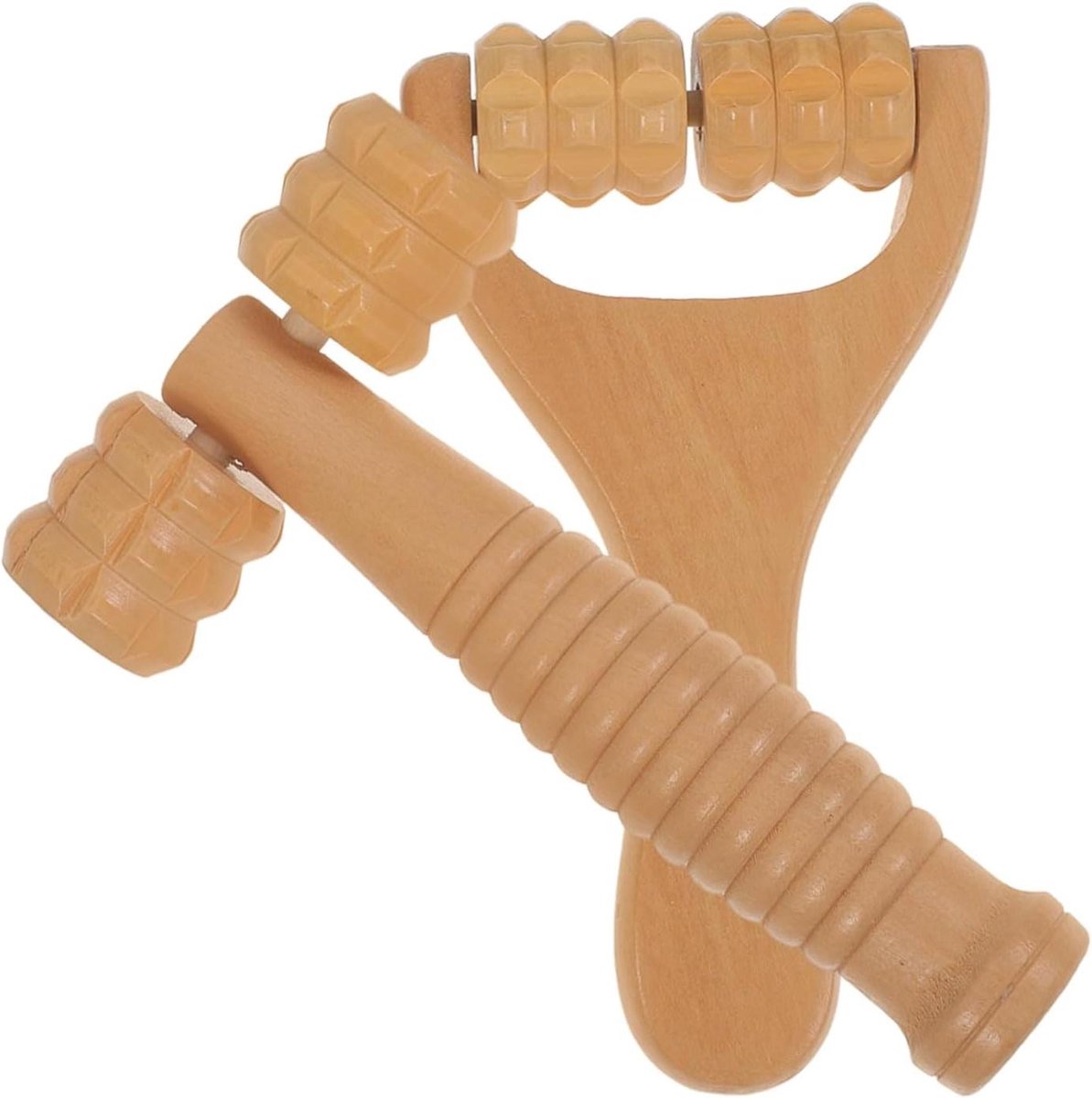 Massage Roller - Houten Tool - Spanning Verlichten - Ergonomisch Ontwerp - 15 x 8 cm - Khaki