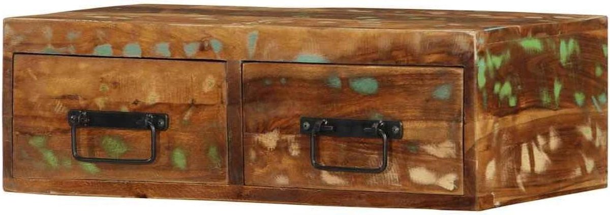 Tv-meubel Wandmontage - Mediabox Dressoir - Opbergen Multimedia - Massief Gerecycled Hout - 60x30x19 cm - Meerkleurig