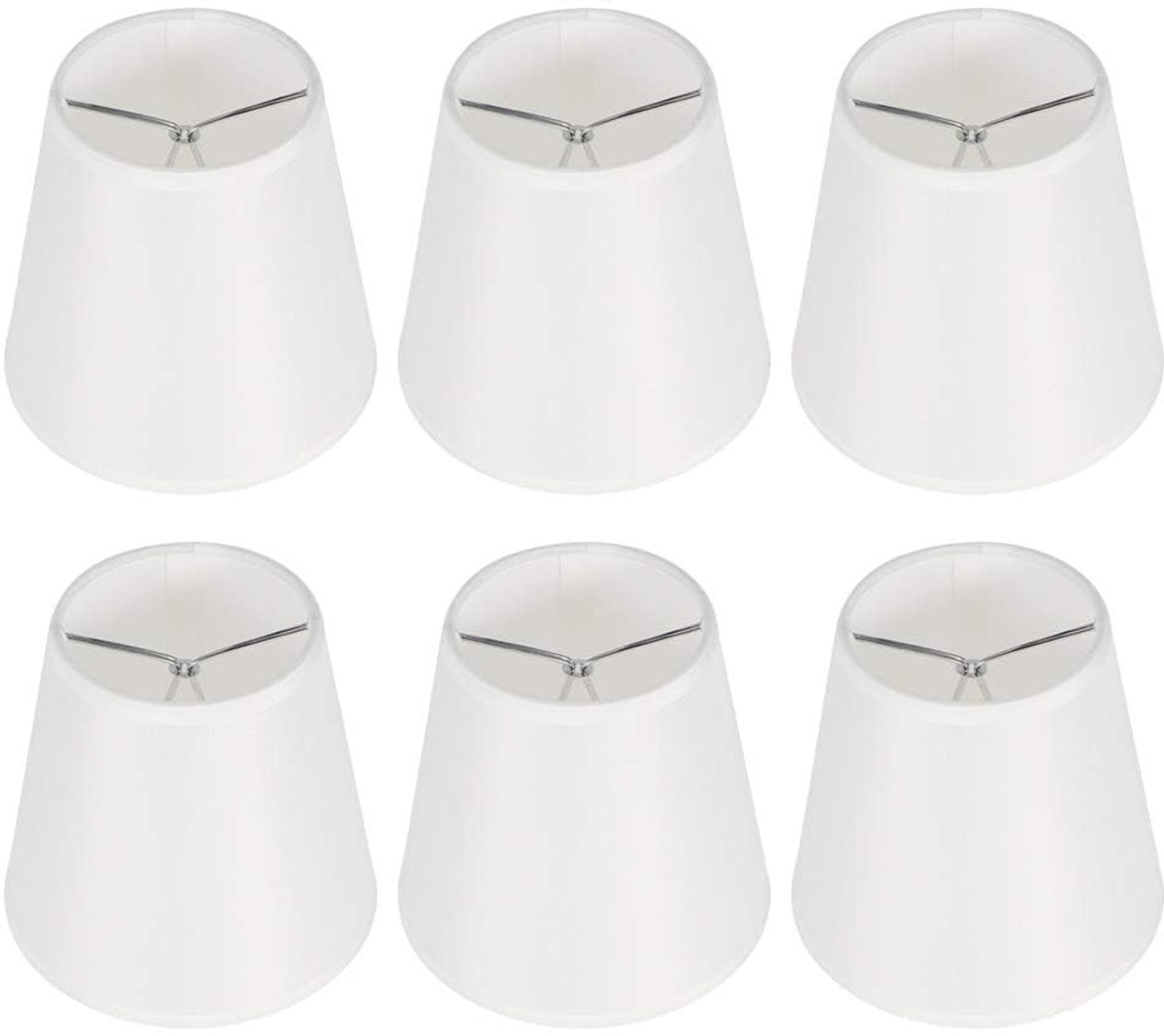 aladdien - Set van 6 kleine lampenkappen - Moderne stoffen lampenkap - Geschikt voor kroonluchter en tafellampen - Wit - Lichttransmissie en muggenp...