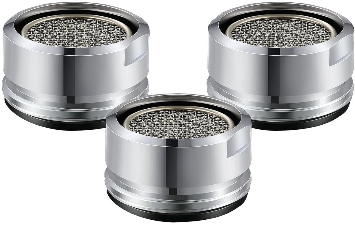 Set van 3 hoogwaardige kraanaerators van messing - 24 mm draadverbinding, chroomlook, waterbesparend