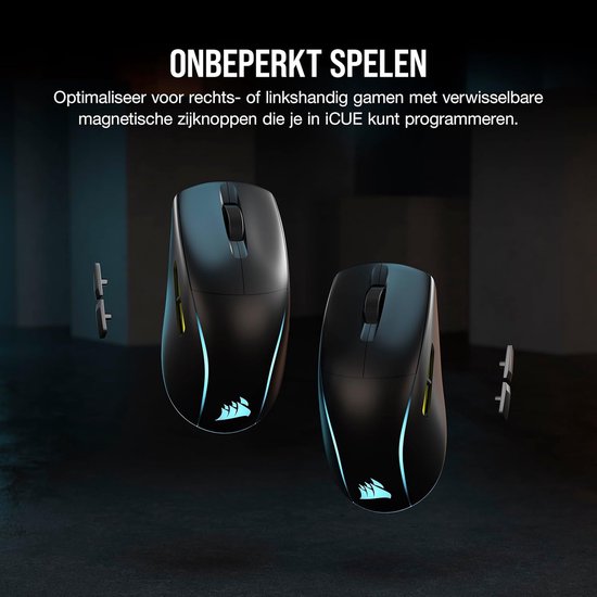 Draadloze Gaming Muis - Lichtgewicht Muis - Snelle Actie Games - Verwisselbare Zijknoppen - 89 Gram - Zwart — afbeelding 3