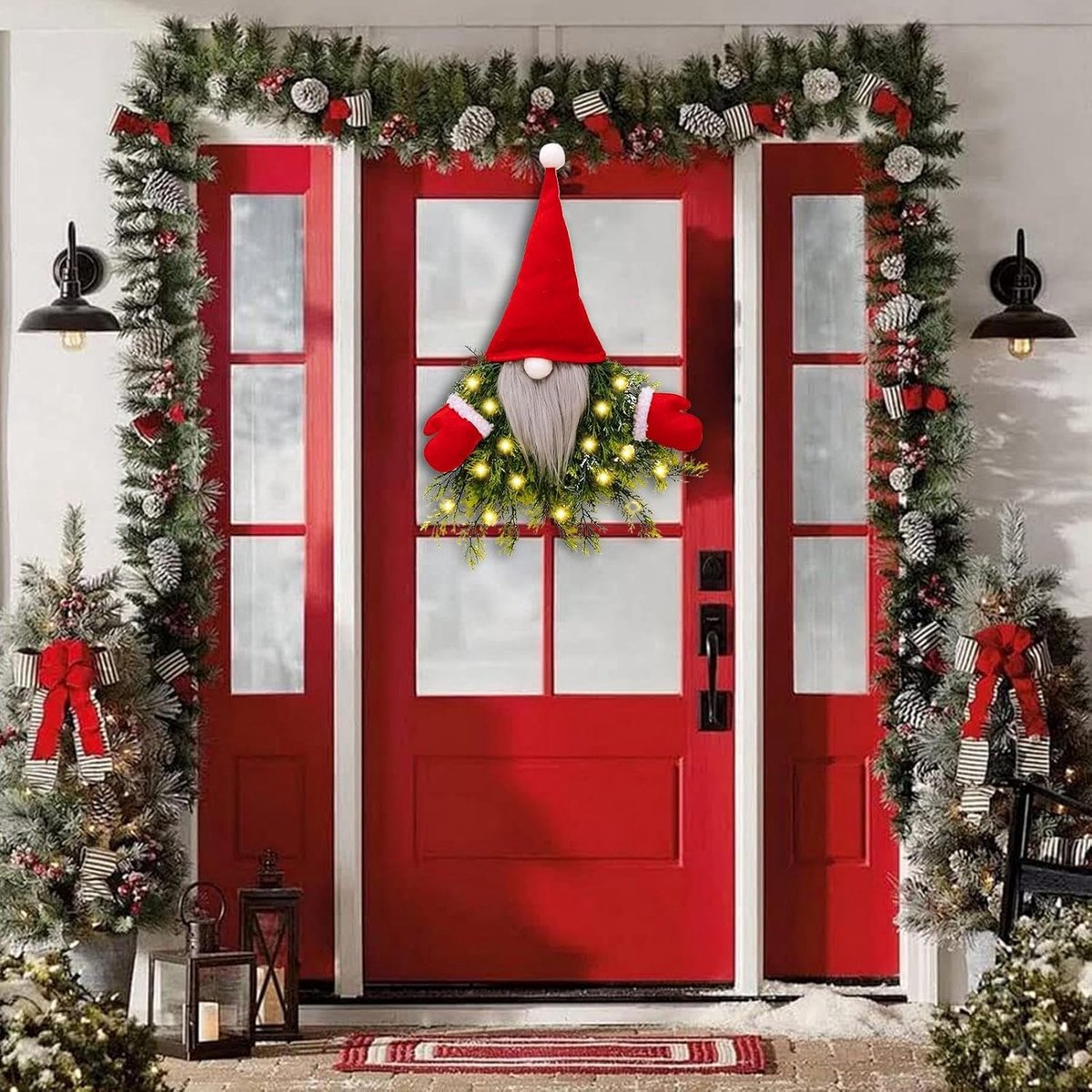 Kerstkrans - Adventskrans LED - Feestelijke Decoratie - Realistische Kunsttakken - 76 x 243 cm - Groen – foto 2