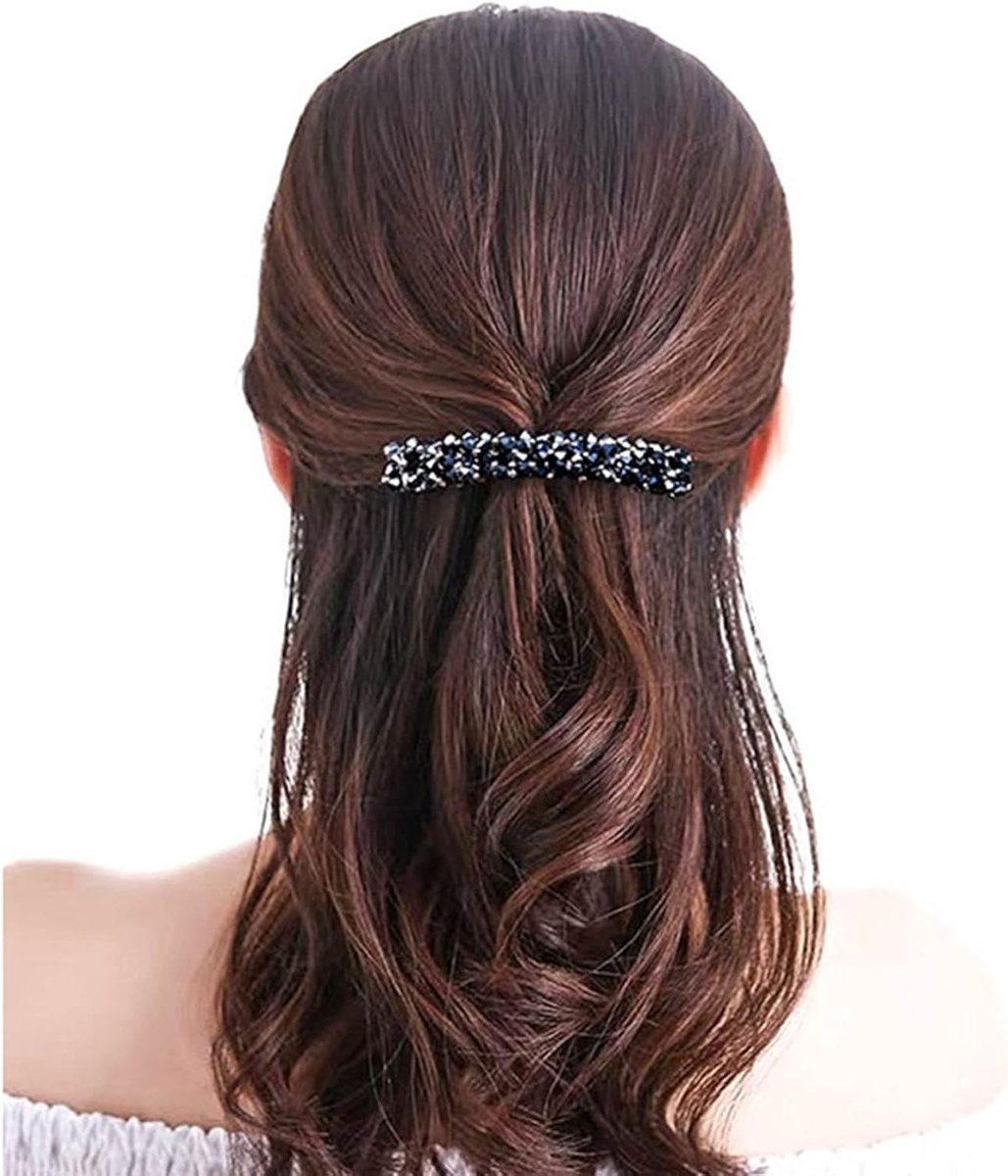 Haar Clip Baret - Haaraccessoires Kristal - Bruiloft Stijl - Rhinestone Versiering - 12.8 cm - Zwart