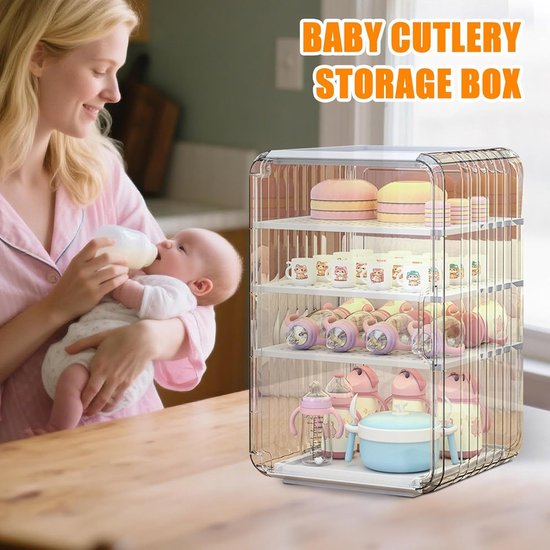 Flessen Organizer - Opbergbak - Baby Flessen - Stofdicht Ontwerp - 31 cm Breed - Wit — afbeelding 3