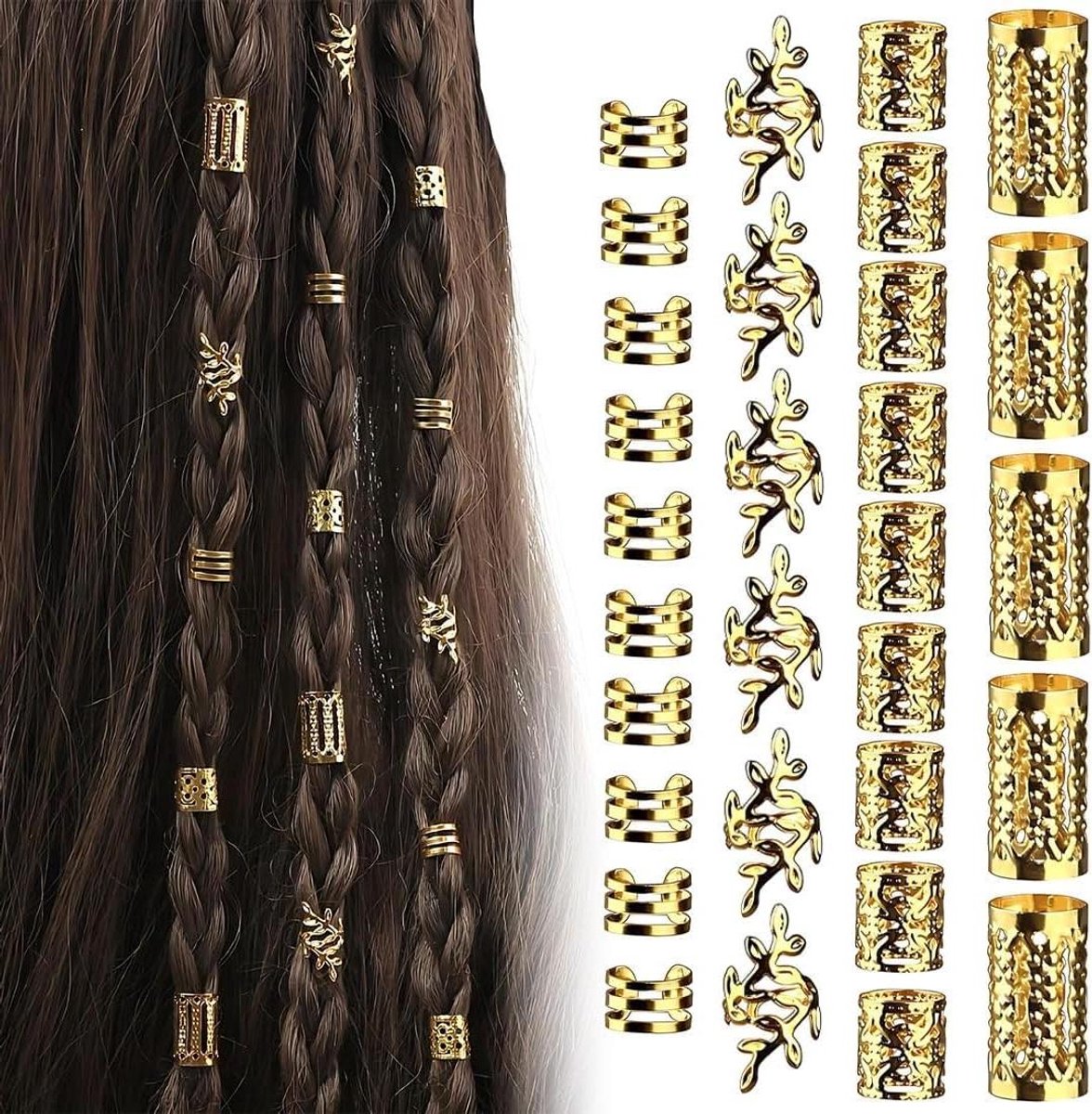 Haaraccessoires Set - Vlecht Clips - Haar Decoratie - Verstelbaar Aluminium - 40 Stuks - Goud