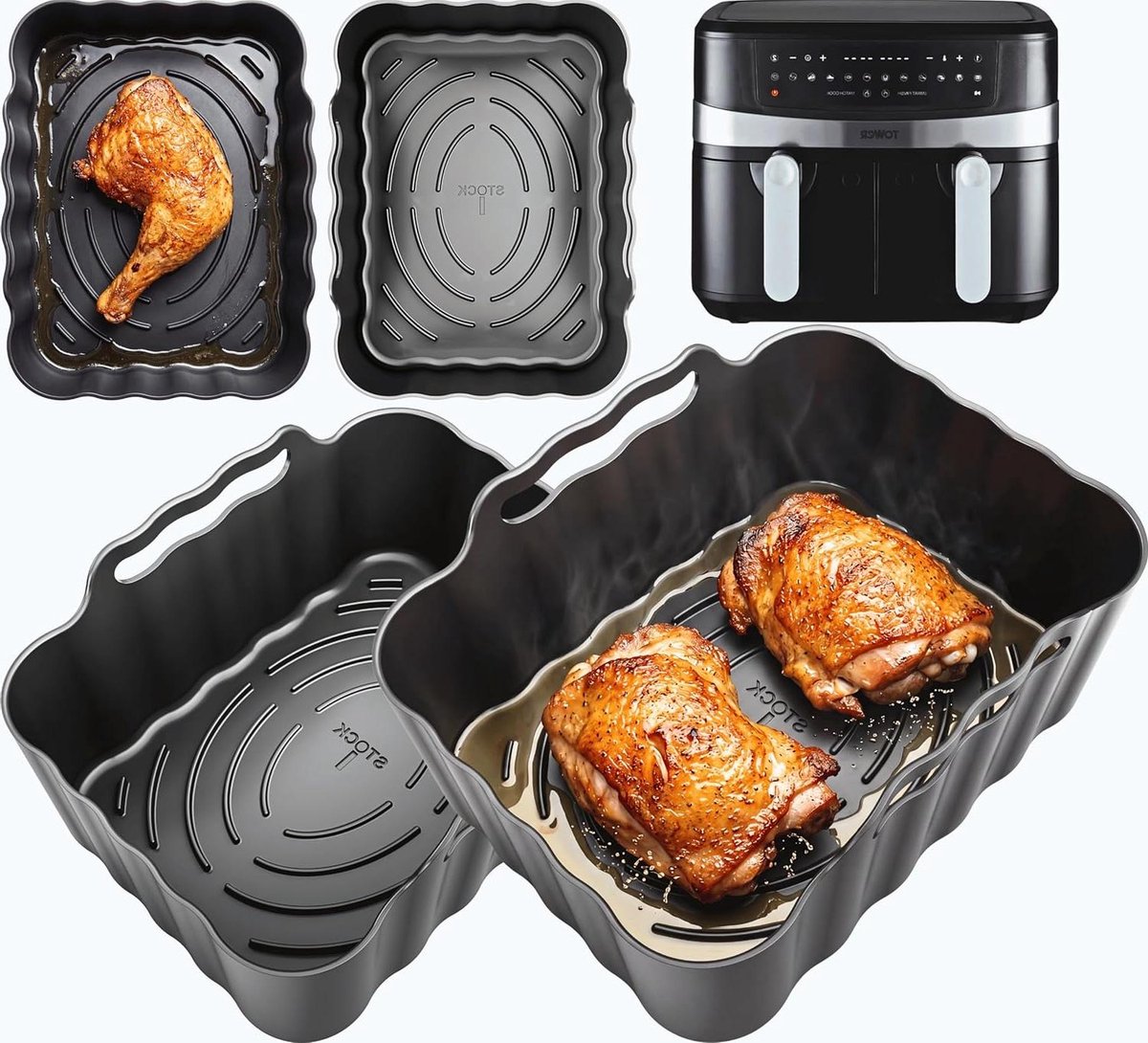 Friteuse Bakvorm - Siliconen Inzet - Lekker Eten - Herbruikbaar & Vaatwasmachinebestendig - 9 Liter - Zwart