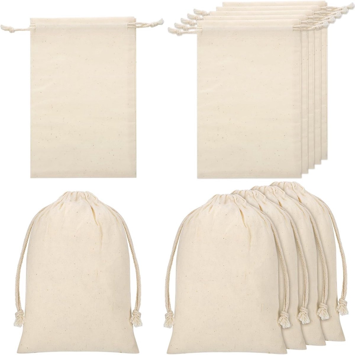 Cuhostki - Katoenen Tas - Naturel - 10x15Cm - Platrand - Voor Cadeau, Winkel, Organisatie