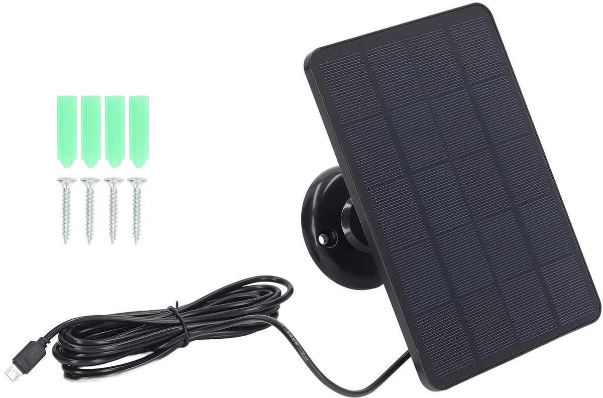aladdien - Zonnepaneel Batterijlader - Micro USB - Efficiënt opladen - Zwart - Laag stroomverbruik - Beveiligingscamera's - Voor buitengebruik - Com..